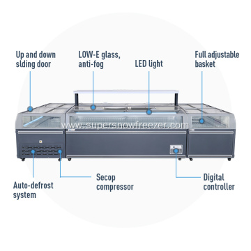 commercial seafood glass display cooler refrigerator